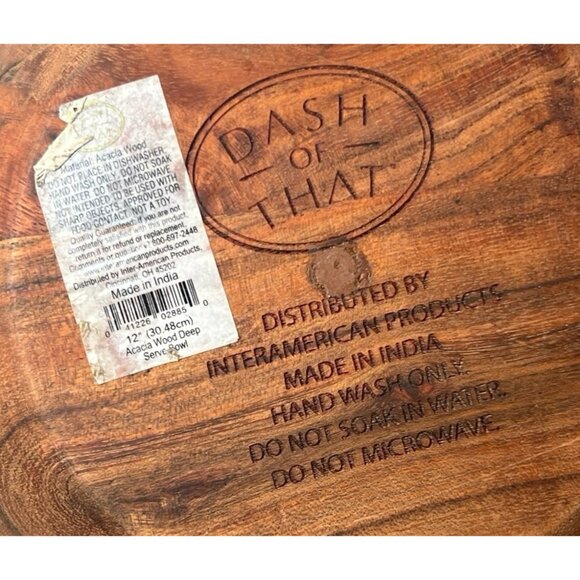 Dash of That boho Acacia wood 12” deep serving bowl - Picture 9 of 13